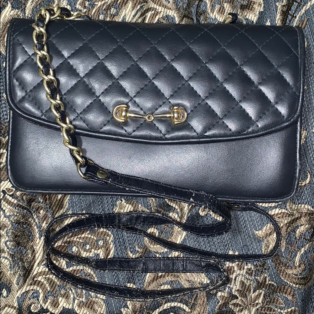 Navy Vintage Purse with Mirror & Plenty of Pockets